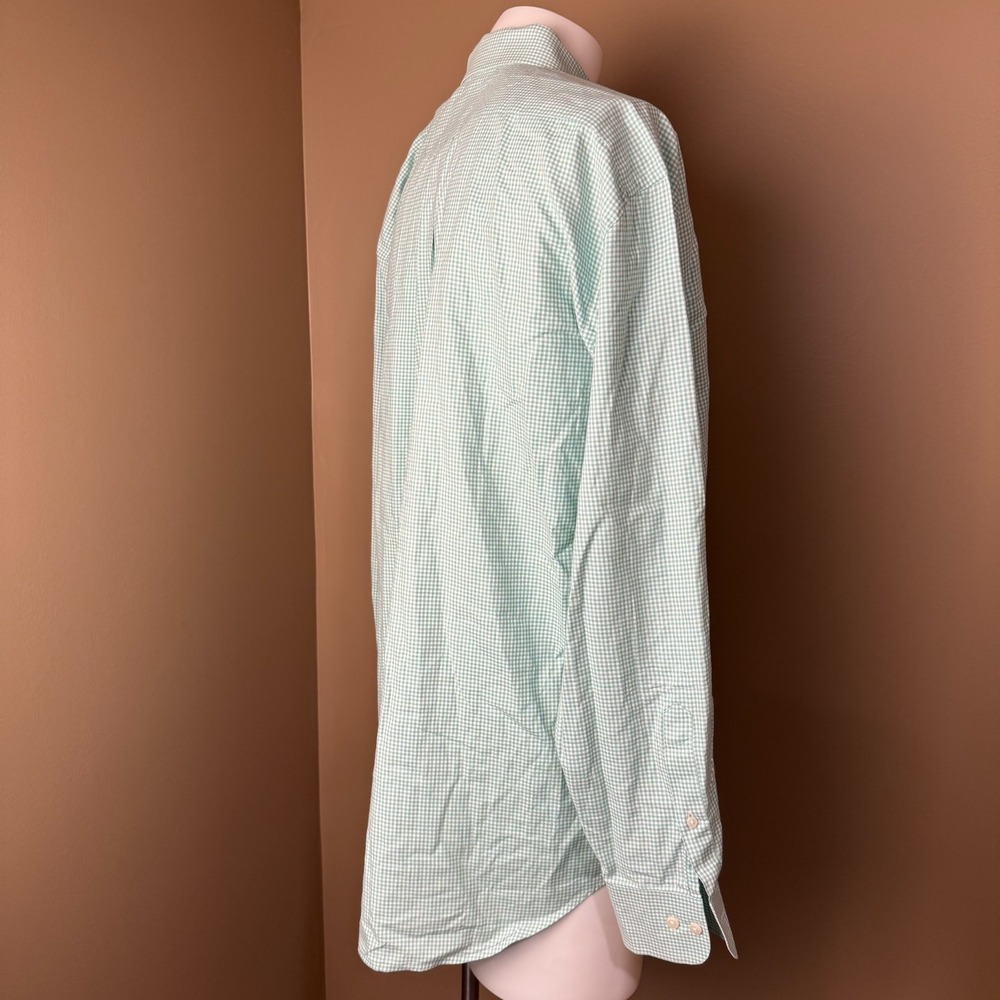 Peter Millar Crown Finish White Green Gingham Button-Down Shirt Size XL - Picture 3 of 10